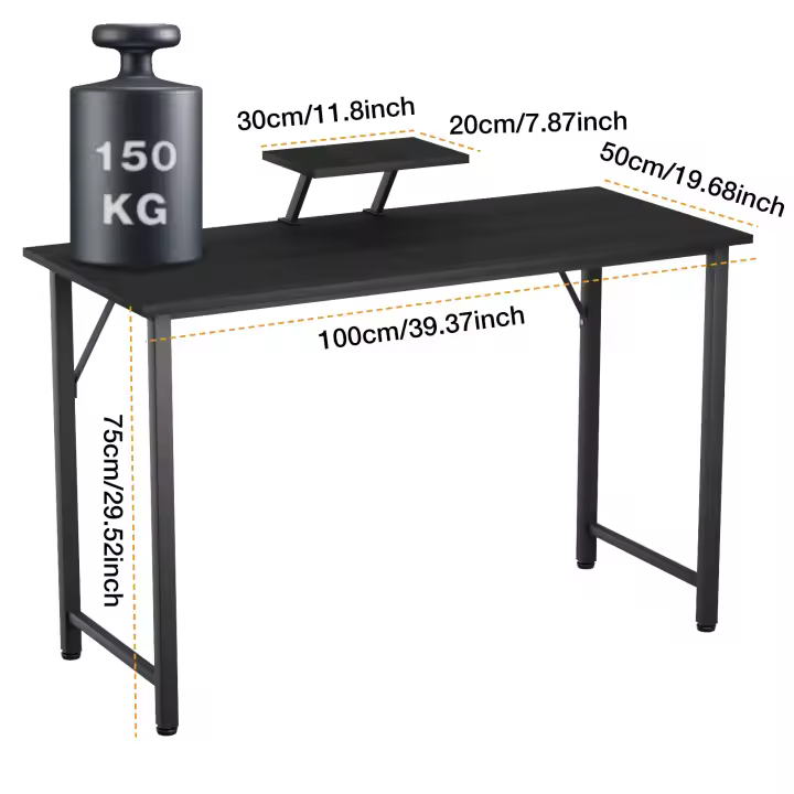 Aqrau Escritorio con estante para monitor, mesa para computadora PC 100x50x75cm, mesa de oficina de madera para la oficina - 1