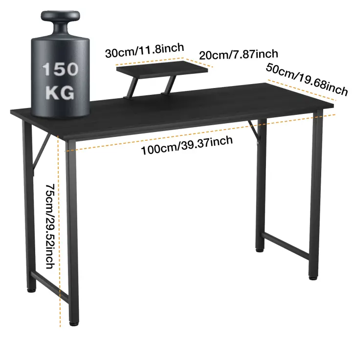 Aqrau Escritorio con estante para monitor, mesa para computadora PC 100x50x75cm, mesa de oficina de madera para la oficina - 1