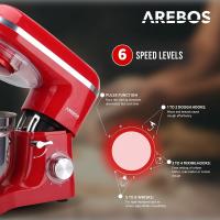AREBOS Batidora Amasadora 1500W 6L Tazón de Mezcla de Acero Inoxidable 6 Velocidade Rojo - details 6