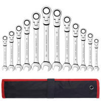 Juego De Llaves De Encaje Con Cabeza Flexible En Acero Cromo Vanadio Herramientas Manuales De Combustible Para Reparación De Coches Kit De Llaves Y Destornilladores Métricos 8mm-19mm - details 0