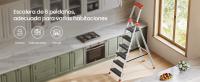 SONGMICS Escalera de 6 Peldaños, Escalera de Aluminio con Peldaños de 12 cm de Profundo, Plegable, Bandeja y Pies Antideslizantes, Carga de 150 kg, Negro y Naranja - details 0