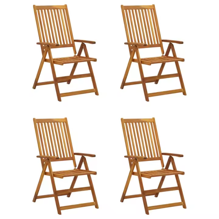 Madera maciza Acacia Sillas de Jardín reclinables 4 UDS - 1