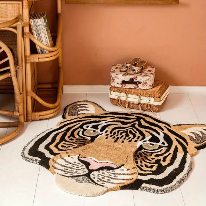 Carpetas De Animal Imitación Tapete De Piso Especial Antideslizante Lavable En Forma Diferente Tapete De Leopardo Y Tigre - 1