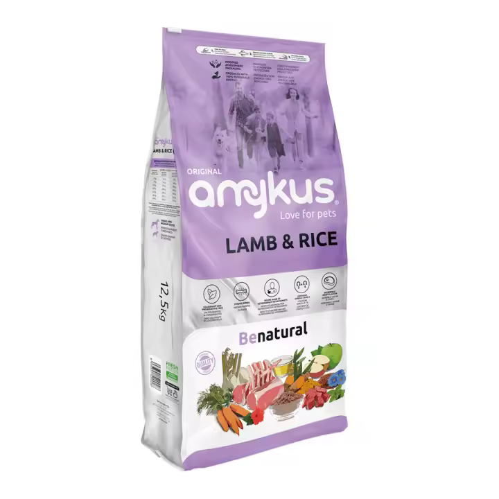 Amykus Original Lamb & Rice - Pienso para Perros Adultos - Cordero y Arroz, Digestión Suave y Nutritiva - 1