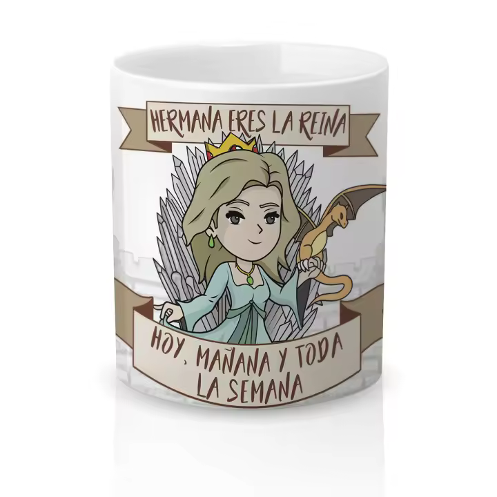 Taza cerámica Regalo Original Amor y Amistad. Resistente 100% al microondas y lavavajillas. Taza con Frase Hermana eres la reina hoy, mañana y toda la semana - 1