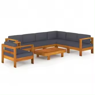 VIDAXL 3057957 conjunto de muebles exteriores para el jardín fabricado en acacia con cojines gris oscuro vida xl - 1