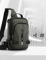 Bolsa De Pecho Multifuncional Para Hombre En Nylon Con Patente Impermeable Antirrobo Para Viajes Con Carga USB Bolsa Masculina Casual - details 1