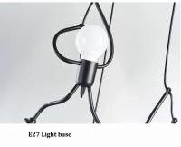Lámpara Colgante De Hierro Vintage Con Diseño De Hombre Pequeño Arte Moderno LED Para Decoración De Sala De Estar Y Dormitorio Infantil E27 Pendente Negro - details 11