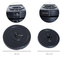 HOMCOM Juego de 4 Discos de Pesas de 5 kg y 10 kg Juego de Placas de Pesas con Orificio de Ø25 mm para Entrenamiento de Fuerza Levantamiento de Pesas Negro - details 2