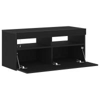 Mueble para TV vidaXL con luces LED, negro y de roble, mide 90x35x40 cm y está hecho de madera elaborada - details 2