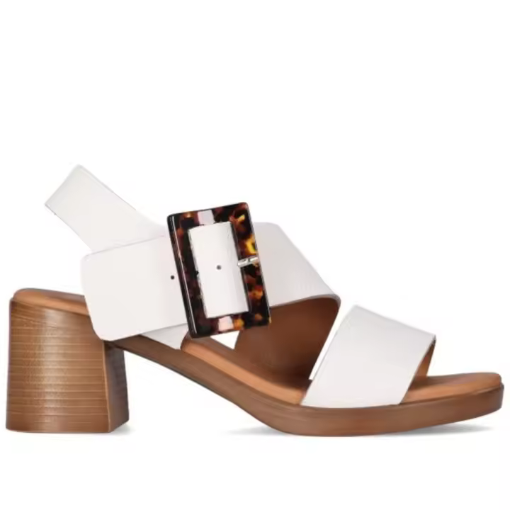 Chika10 sandalia de piel con tacón para mujer new gotica 09 color blanco - 1