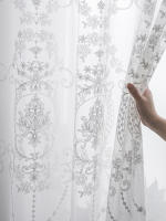 Cortinas Blancas De Poliéster Sastre Bordadas Con Floral Voile Transparentes Para Sala De Estar Y Dormitorio - details 7