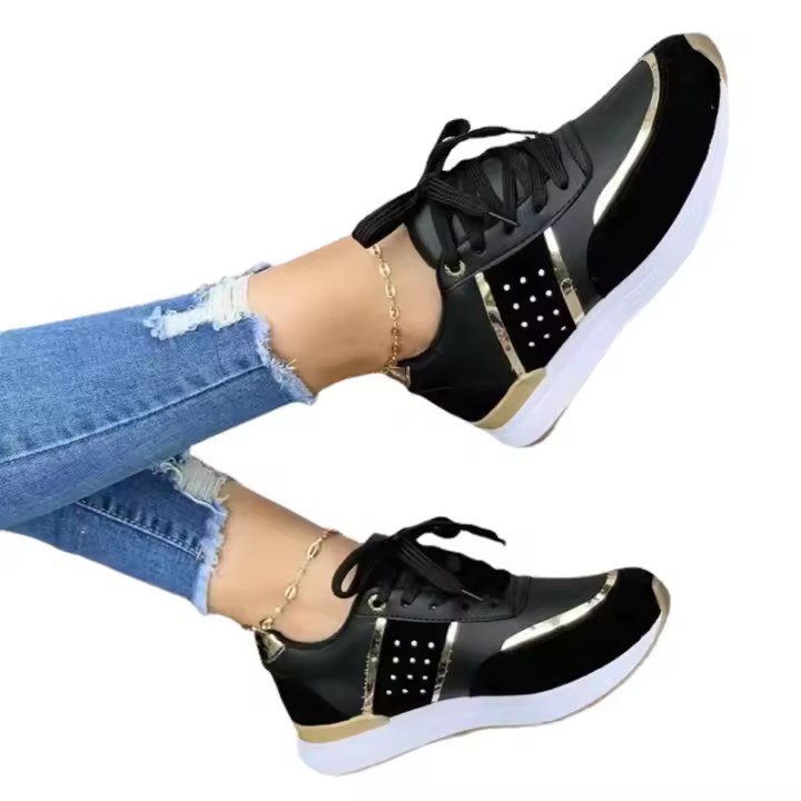 Women Sneakers Platform Shoes Leather Patchwork Casual Sport Shoes Ladies Outdoor Running Vulcanized Shoes Zapatillas Mujer - 1