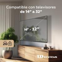 Soporte de TV pared articulado doble e inclinable de perfil bajo para pantallas de 14 a 40 pulgadas. VESA máximo de 200 x 200 mm - TD Systems P20X25A222 - details 1