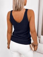 Chaleco De Punto Para Mujer Estilo Primavera/verano V-Neck Casual Versátil Sencillo Moda De Calle Color Sólido Chaleco De Suéter - details 14