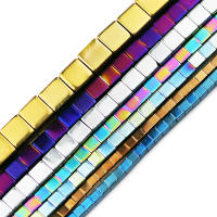 JHNBY Cuentas De Hierro Natural En Forma Cuadrada Color Azul Dorado Morado 2/3/4/6MM Para Creación De Joyería DIY Accesorios Sueltos - details 0