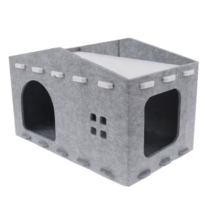 Casa De Gato De Dos Capas En Piel De Manta Mueble Multifuncional Para Mascotas Pequeñas Cama Desmontable Para Gato Perro Bebé - 1
