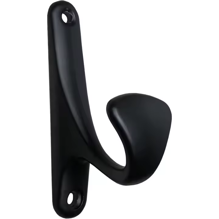 Paquete de 4 ganchos para baño, toallero y albornoz de una sola punta (negro mate) - 1