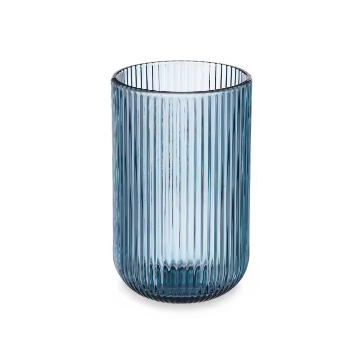 Factory Cuadros Copas de Vino VERSALLES Azul Oscuro - Caja 6 Unidades - Servir Agua Bebidas y Helado - Cristal de Rayas - Maxi Vasos - 1