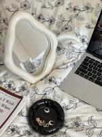 Espejo De Maquillaje Vintage Irregular En Estilo Francés Para El Dormitorio Adorno Decorativo Para Escritorio Material De Vidrio Platinado Plateado - details 6