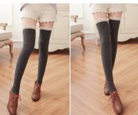 Medias Altas Hasta La Rodilla Para Mujer Algodón Y Poliéster Espesas Para Otoño E Invierno Medias De Punto Con Rayas Verticales Y Colores Sólidos - details 10