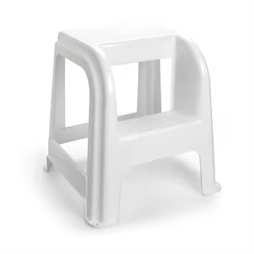 CABLEPELADO Taburete de Plástico, Taburete Ligero, Taburete apilable, Banqueta Multiusos, Taburete Multiusos, Taburete con escalón, Soporta hasta 150Kg, 45.5 cm Altura x 44 cm Ancho, Blanco - 1
