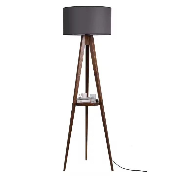 Lámpara de pie WELLHOME con Estructura de madera color Nogal Gris - 1