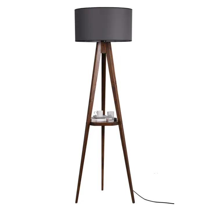 Lámpara de pie WELLHOME con Estructura de madera color Nogal Gris - 1