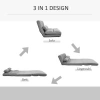 Silla de suelo 2 en 1 Silla de suelo y Cama con respaldo, regular en 3 posiciones, juguete de asiento de terciopelo gris y Maple, 102x73x60cm - details 2