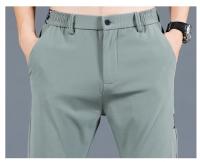 Pantalones Casuales Para Hombre Verano 2024 Estilo Coreano Elásticos Rectos Ajustados Cómodos Trajes Negocios Verde Militar - details 29