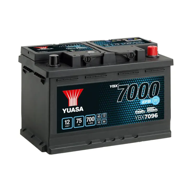 Batería Start Stop coche Yuasa YBX7096 - 2V 75Ah 700A EFB   36 meses de garantía - 1