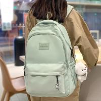 Mochila impermeable de nailon para adolescentes, bolso de hombro de moda para niñas, mochila escolar de secundaria para mujeres, color negro - details 3