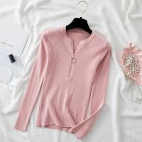 Suéter De Punto Para Mujer Con Cremallera Estilizado De Otoño/invierno Cuello En V Manga Larga Suave Y Ajustado - details 16