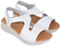 Sandalias de Cuero Mujer con Cuña Baja Color: Blanco y Marrón Tallas: Marca: Sevillas Modelo: - details 1