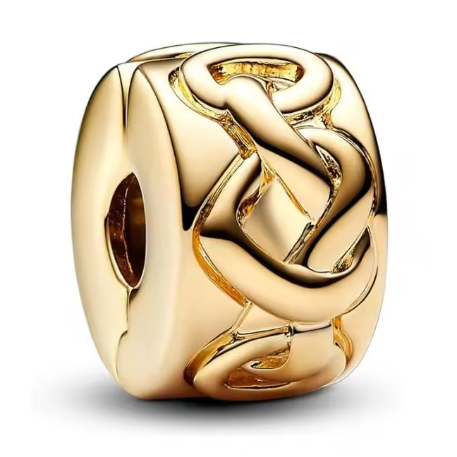 Pandora corazones anudados Clip Charm 768035 C00, Talla única, Oro Amarillo, No es una piedra Preciosa, Viene con embalaje de Caja de Giunte original. - 1