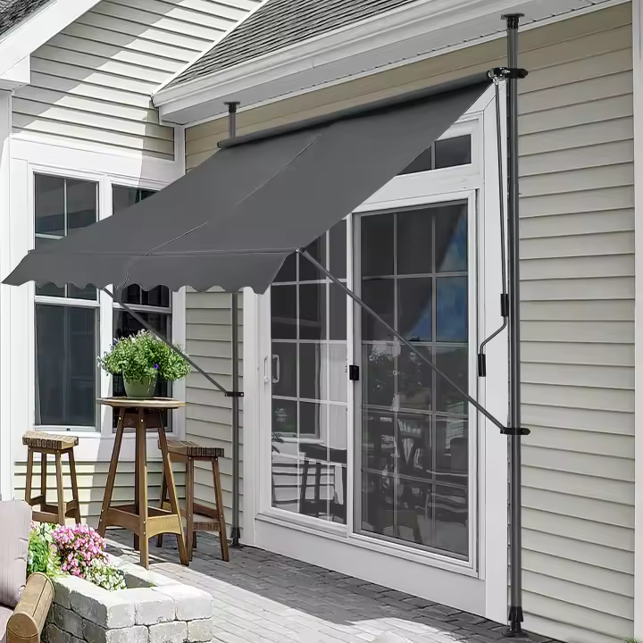 Toldo articulado con armazón Stem enrollable - acero /poliéster 350 x 120 x 220-309 cm gris [pro.tec] - 1