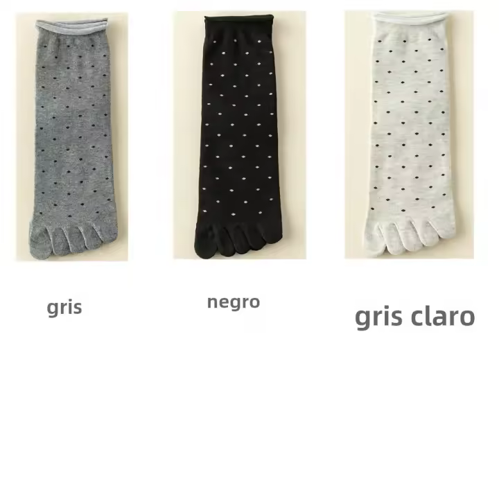 3 Pares De Calcetines De Dedos Para Mujer Con Patrón De Puntos Calcetines De Algodón De Alta Calidad De Media Pierna Con Dedos Separados - 1