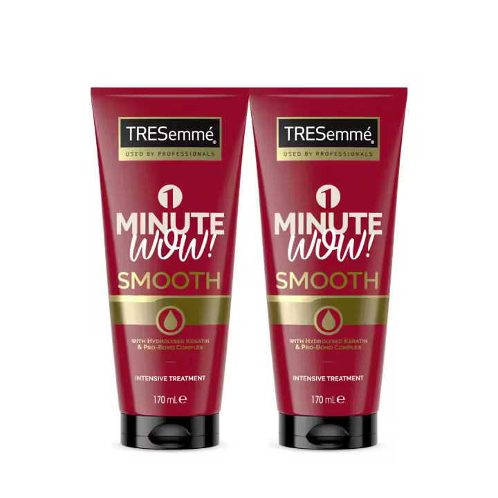 TRESemmé Mascarilla para cabellos encrespados o dañados Liso Keratina 1 minuto WOW 170ml - Pack de 2 - 1