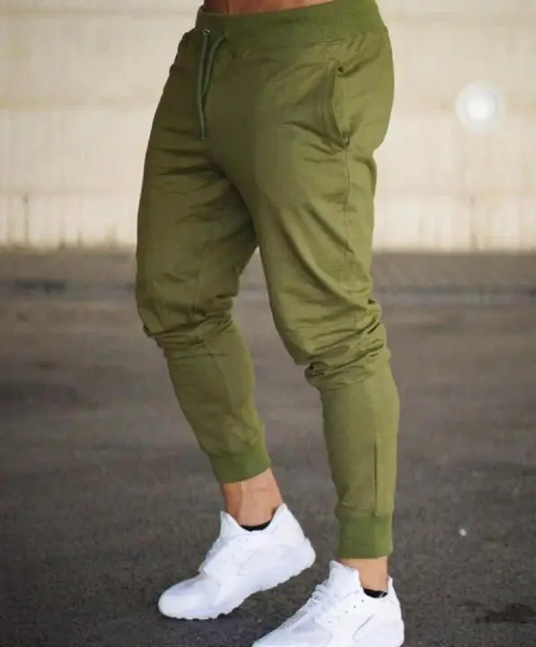 Pantalones De Correr Para Hombre Fitness Sportswear Tracksuit Skinny Sudaderas Trousers Negro Joggers Plush Con Cierre De Cordón - 1