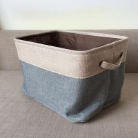 Cesta De Almacenamiento De Lino Y Algodón Sin Funda Caja De Doble Capa De Lona Para Ropa Juguetes Y Coches Rojo Vino Tamaño Grande 3 Tamaños - details 4