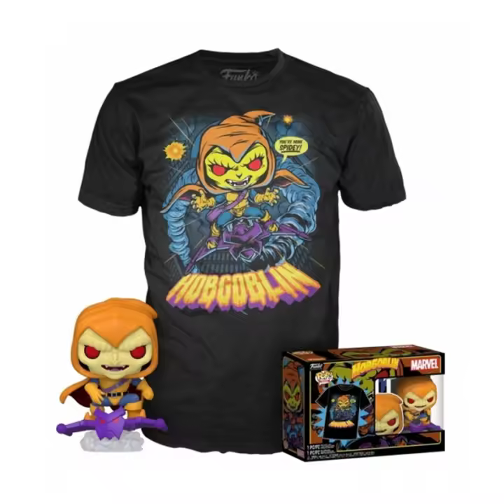 Funko pop marvel spiderman hobgoblin + camiseta exclusiva talla xl - 1
