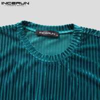 Camiseta Estilo Casual Para Hombres INCERUN Tees De Moda Con Cordón Cuello Redondo Estirable Tallas S-3XL Para Fiestas Y Mostrados - details 16