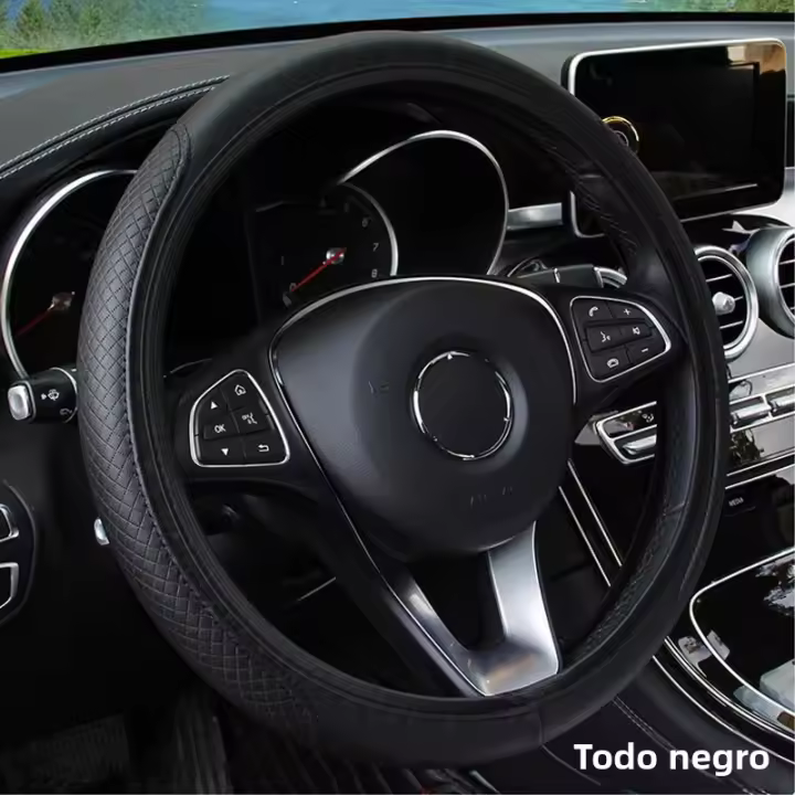 SEAMETAL Funda Para Volante De Microfibra Cuero Universal Tamaño 37-39CM Antideslizante Transpirable Protector Para Coche Negro Rojo Azul - 1