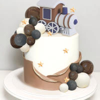 Topper De Tren Vintage Rojo Y Azul Para Decoración De Pasteles LaVenty Diseño De Coche Y Estrella Para Cumpleaños Y Fiestas - details 5