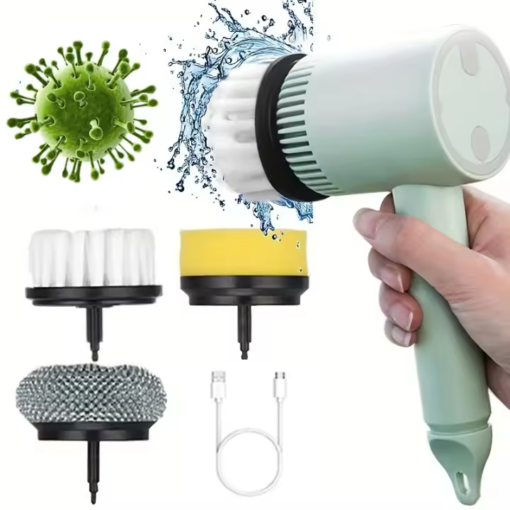 Nueva Cepillo De Limpieza Eléctrico Multifuncional Portátil Para Baño Y Cocina Herramientas De Limpieza Con Cinco Enlaces - 1