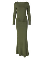 Vestido Largo De Manga Completa Elegante Dulzura Para Mujer Ruched Bodycon Sencillo De Fiesta Noche Y Cocktail Y2K Polyester Spandex - details 9