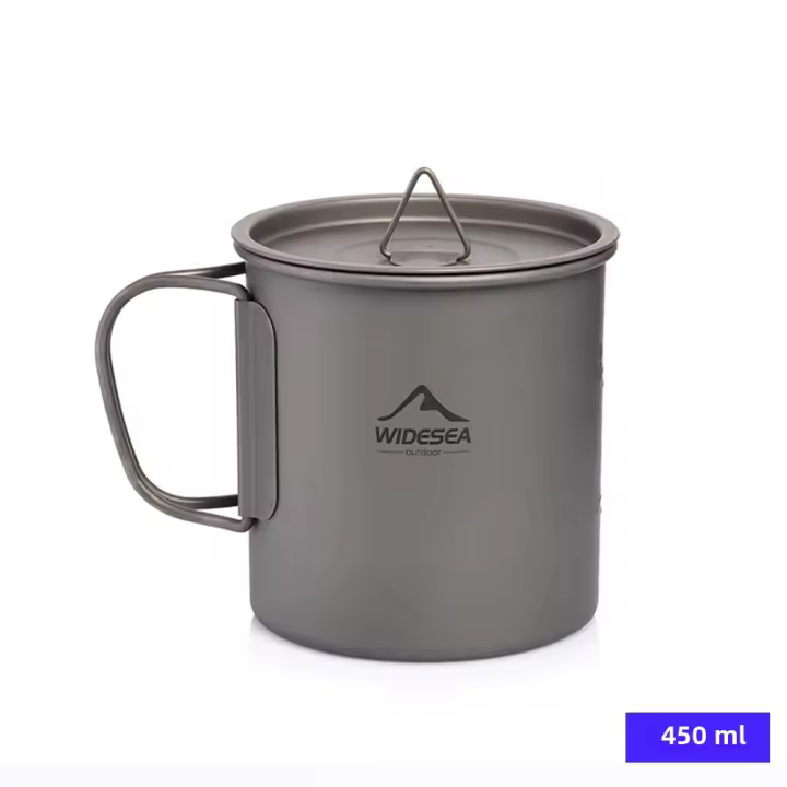 Taza De Camping Widesea De Titanio Para Viajes Y Picnics Utensilios De Mesa Para Exterior Sin Plegable Capacidad De 0.6L - 1