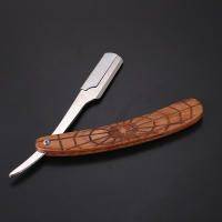 Afeitadora Manual De Madera Y Acero Inoxidable Trimmer Profesional Cuchillo Recto Con Mango De Carving Para Barbero Sin Hoja - details 5