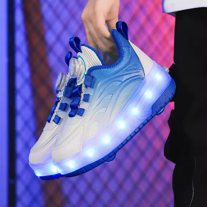 Zapatillas LED Para Niños Y Niñas Zapatos Deportivos Con Luces USB Cargables Para Outdoor Parkour Y Patinaje En Roller Talla True Fit Material Superior De Tela Y Suela EVA - 1