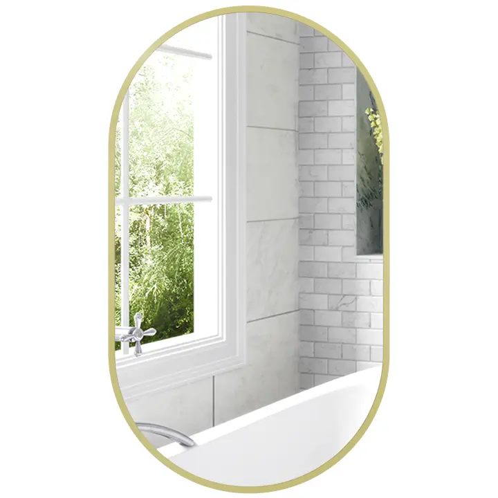 HOMCOM Espejo de Baño Ovalado 40x70 cm con Marco de Aluminio Espejo de Pared Decorativo Horizontal o Vertical para Salón Entrada Pasillo - 1